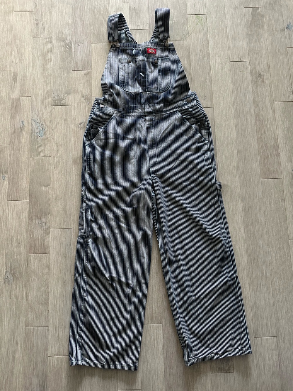Dickies Navy and White Striped Overalls Jumpsuit Size 32